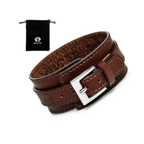 DOUBLE LAYER LEATHER BELT CUFF - Picture 3 of 7